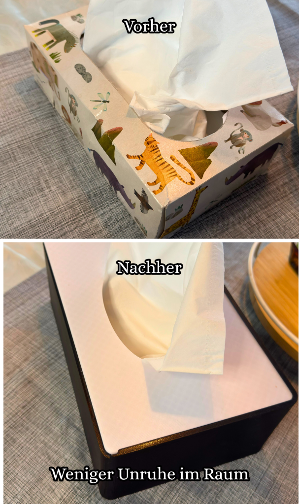 Unruhige Taschentuchboxen vermeiden – Schlichte Box für Zupfboxen (dm & Rossmann)
